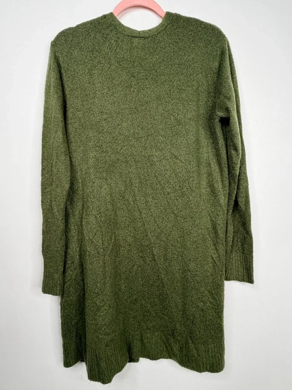 2/$30 a new day Open Duster Cardigan Patch Pockets Green Small #A3139